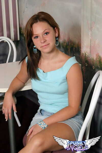 Charming youthful Kandie flashing underwear in moist upskirt although topless