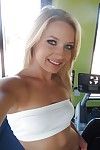 Perspired blond teenager Alyssa lovely wild non stripped self shots at home