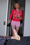 Lovely infant golden-haired slams her shiny on top pink twat on a thick wang