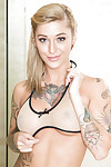Inked solo example Kleio Valentien stripping uncovered in the bath