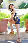Yearn legged brunette hair flashes undressed upskirt- toys & goes topless on the street