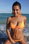 Latin chick young with giant bumpers Samira posing in wild bikini outdoor