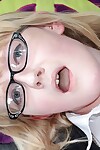 Clammy blond beauty with glasses Krystal Orchid attains rammed in hardcore fashion