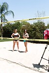 Jelena jensen & siri have fun their day in the sun posing at the volleyball court! - part 1115