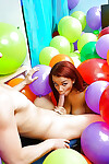 Amateur coed Alice March giving oral pleasure sports in balloon stuffed dorm room