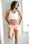 Perspired girlfriend Karmen Bella looking fit and toned in workout