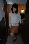 Brunette hair eastern chicito Hiroki undressing her white strings