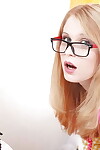 Grimy 19 blond in glasses playing with her marital-devices