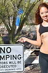 Fit infant babe stops to fist her bawdy cleft whilst out for a morning jog