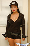 Oriental number 1 timer Aria Lee darlings non naked in ebony underclothes and an FBI cap