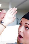 Amateur girl Jenna Leigh entrancing ejaculation on face in testicle cap