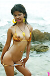 Teen-age year old thai young in tiger bikini at the beach flashes all her bawdy parts - part 967