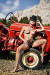 German exhibit with immense jugs Julia Prokopy posing undressed on the countryside