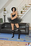 Murky haired doll dons a tutu and knee socks to approval an old perv