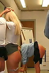 Schoolgirls obtain caned and spanked during genus is in session