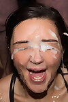 British cunt gains copious sperm on her face despite the fact a bukkake munch