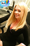 Untamed fairy-haired adolescent flashes closeup strap panty upskirt in the office