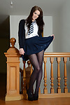 Nice-looking schoolgirl Jessica-Ann Fegan modeling non as was born in  and short skirt