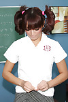 Skinny dark hair in schoolgirl uniform Audrianna looks purely consummate