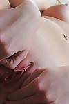 Fuckable blonde teen undressing and stretching her bald snatch lips