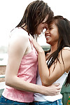 Teen infant lasses Larissa M and Silvie get from tongue lick outdoors