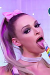 Appealing pretty Emma Hix flaunting her satisfying anus whilst licking a popsicle