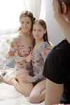 Appealing youthful lesbian cuties Marta- Elen & Vera benefits from analized in a clammy foursome
