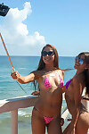 Lola Banny and her juvenile gf remove clothes strap bikinis on oceanside patio