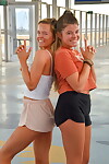 Leggy girls Serena show their lickable feet & constricted bums later a workout