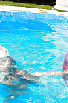 Fabulous lesbian teen Lizzy B enjoys sex underwater in a bikini