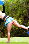 Cheerleaders Adriana Sephora and Spencer Scott go girl on girl outdoors