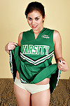 Young Latina chick Mai flashing white panties underneath cheerleader outfit