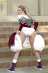 Cheerleader Anika is demonstrating her pussy without white panties