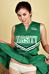 Latina first timer Mai posing for naughty pics in cheerleader uniform