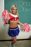 Nasty cheerleader Bree Olson revealing her big tits and shaved cunt