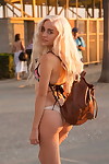 Blond young Naomi Woods shows off her sticky apple bottoms wearing hot bikini at the beach