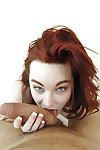 Desirable infant redhead Triad May uses her gullet to drain a giant jock