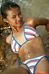 Petite thai gal takes her clothes off and wiry dips in the ocean - part 1417