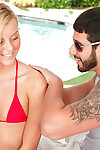 Alluring ten cutie Jessi Rogers is relieved of her bikini next to an opulent pool