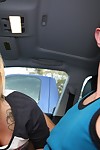 Pretty infant coed Lucy Tyler jerking off bald cum-hole in car