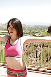 Steaming coed girl Emily Grey does yoga exercises entirely stripped
