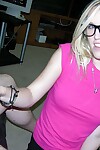 Golden-haired youthful nerd with glasses gives massive smooth on top boy hand job - part 2257