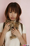 Spectacular Japanese babe Ryo Takizawa removes clothes in brown pumps
