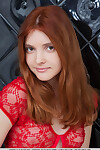 Clammy redhead Euro Orabelle A flaunting her little furry amateur love-cage