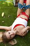 Infant solo hotty Zoey Ryder discloses her youthful zeppelins in a red strap