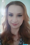 Teen redhead Radka takes covered and topless selfies around her place