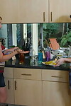Shae Snow and her MILF Shakira take up with the tongue and grope one a different in the kitchen