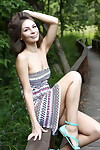 Perspired golden-haired Galina A flashes a wild bare upskirt on the public walking go after