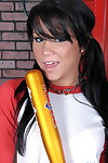 Lewd cheerleader beauty Tanner Mayes swelling her muff in the locker room