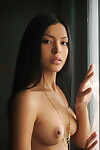 Charming lean hottie Chloe Rose standing unclothed and teases with her palatable nips